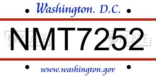 NMT7252 District Of Columbia License Plate