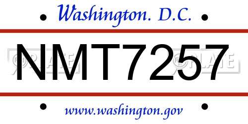 NMT7257 District Of Columbia License Plate