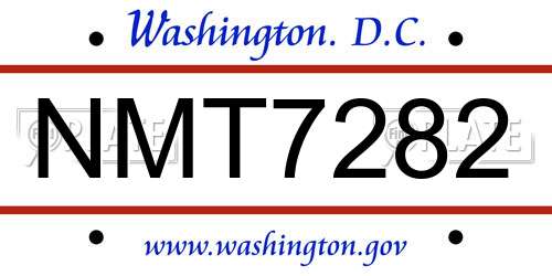 NMT7282 District Of Columbia License Plate