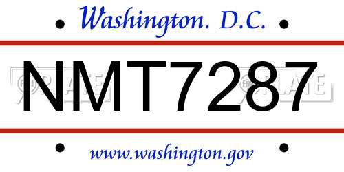 NMT7287 District Of Columbia License Plate