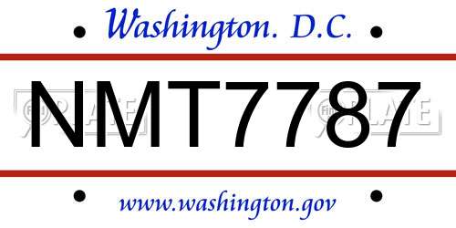 NMT7787 District Of Columbia License Plate