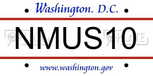 NMUS10 District Of Columbia License Plate