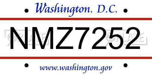 NMZ7252 District Of Columbia License Plate