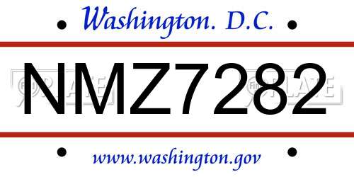 NMZ7282 District Of Columbia License Plate