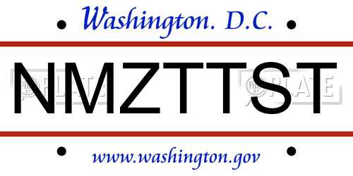 NMZTTST District Of Columbia License Plate