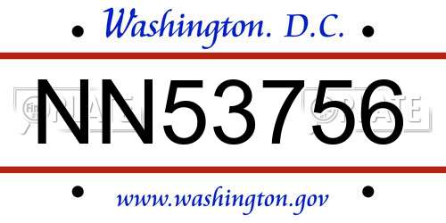 NN53756 District Of Columbia License Plate