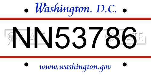 NN53786 District Of Columbia License Plate