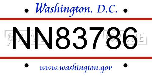 NN83786 District Of Columbia License Plate