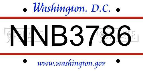 NNB3786 District Of Columbia License Plate