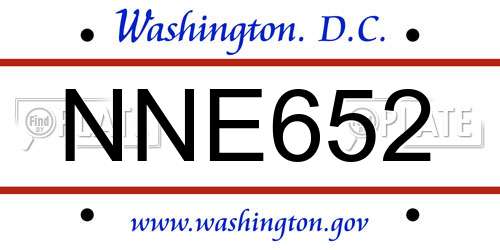 NNE652 District Of Columbia License Plate