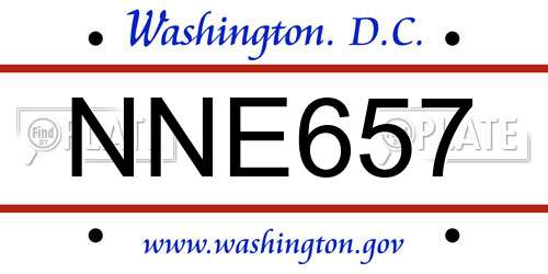 NNE657 District Of Columbia License Plate