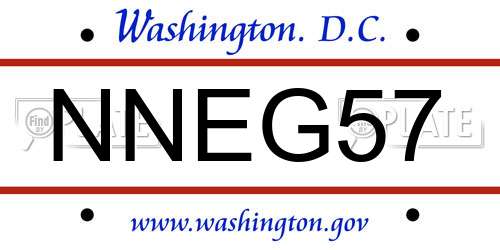NNEG57 District Of Columbia License Plate