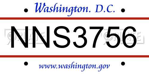 NNS3756 District Of Columbia License Plate