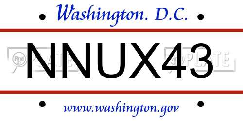 NNUX43 District Of Columbia License Plate
