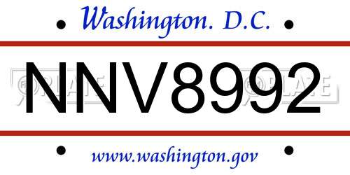NNV8992 District Of Columbia License Plate