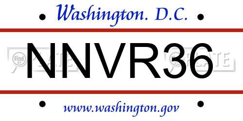 NNVR36 District Of Columbia License Plate