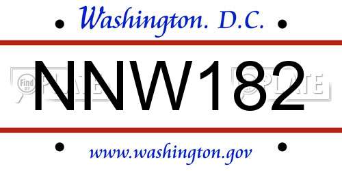 NNW182 District Of Columbia License Plate