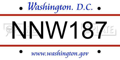 NNW187 District Of Columbia License Plate
