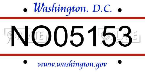 NO05153 District Of Columbia License Plate