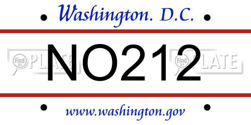NO212 District Of Columbia License Plate