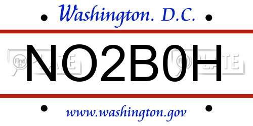 NO2B0H District Of Columbia License Plate