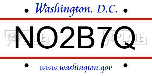 NO2B7Q District Of Columbia License Plate