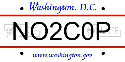 NO2C0P District Of Columbia License Plate