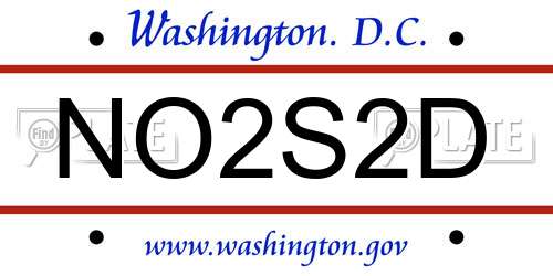 NO2S2D District Of Columbia License Plate
