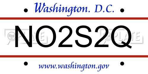 NO2S2Q District Of Columbia License Plate