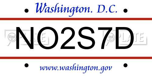 NO2S7D District Of Columbia License Plate