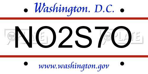NO2S7O District Of Columbia License Plate