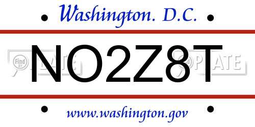 NO2Z8T District Of Columbia License Plate