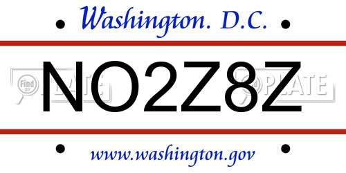 NO2Z8Z District Of Columbia License Plate