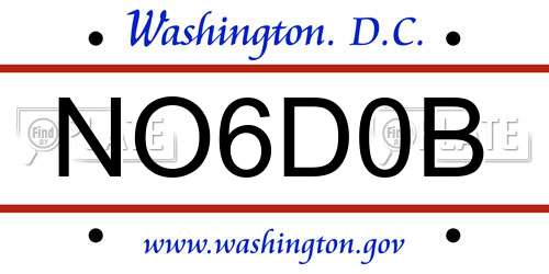 NO6D0B District Of Columbia License Plate
