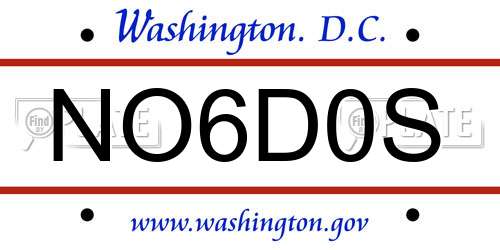 NO6D0S District Of Columbia License Plate