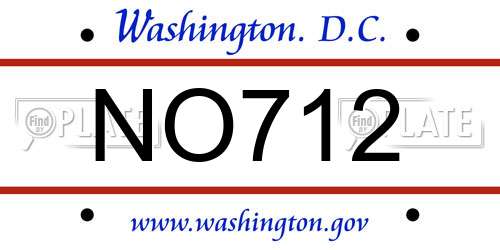 NO712 District Of Columbia License Plate