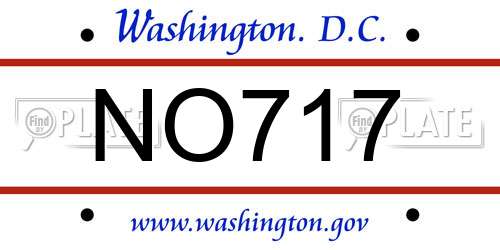 NO717 District Of Columbia License Plate
