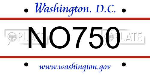 NO750 District Of Columbia License Plate