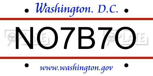 NO7B7O District Of Columbia License Plate