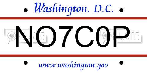 NO7C0P District Of Columbia License Plate