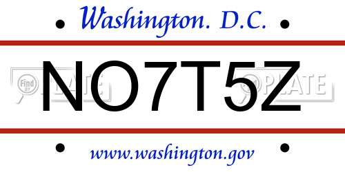 NO7T5Z District Of Columbia License Plate