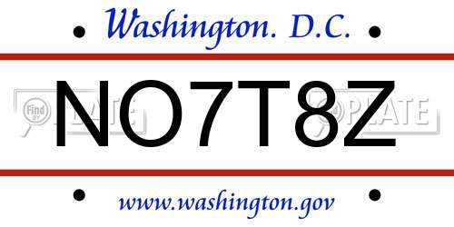 NO7T8Z District Of Columbia License Plate