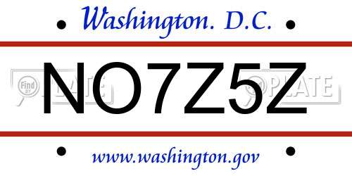 NO7Z5Z District Of Columbia License Plate