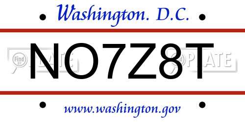 NO7Z8T District Of Columbia License Plate