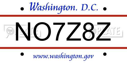 NO7Z8Z District Of Columbia License Plate