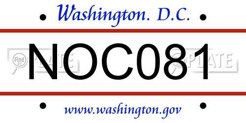 NOC081 District Of Columbia License Plate