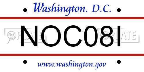 NOC08I District Of Columbia License Plate