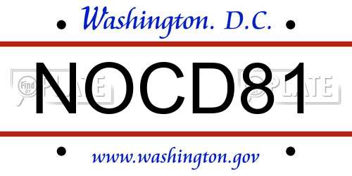 NOCD81 District Of Columbia License Plate