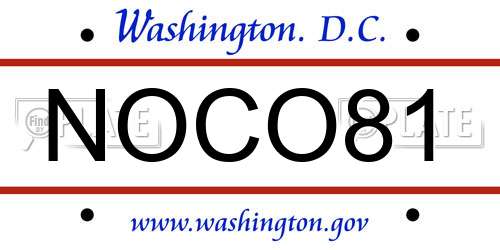 NOCO81 District Of Columbia License Plate