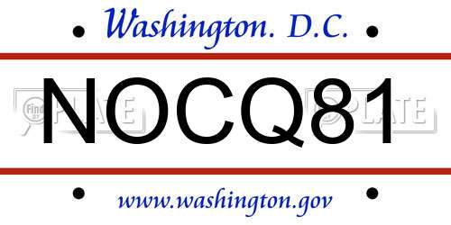 NOCQ81 District Of Columbia License Plate